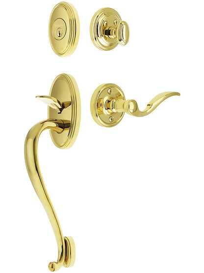 Georgetown Entry Lock Set in PVD Finish with Left-Handed Bellagio Lever and
